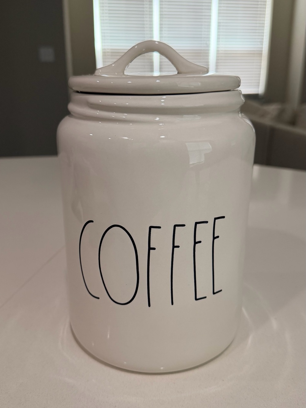 Rae Dunn White Ceramic Coffee Canister with Black Lettering